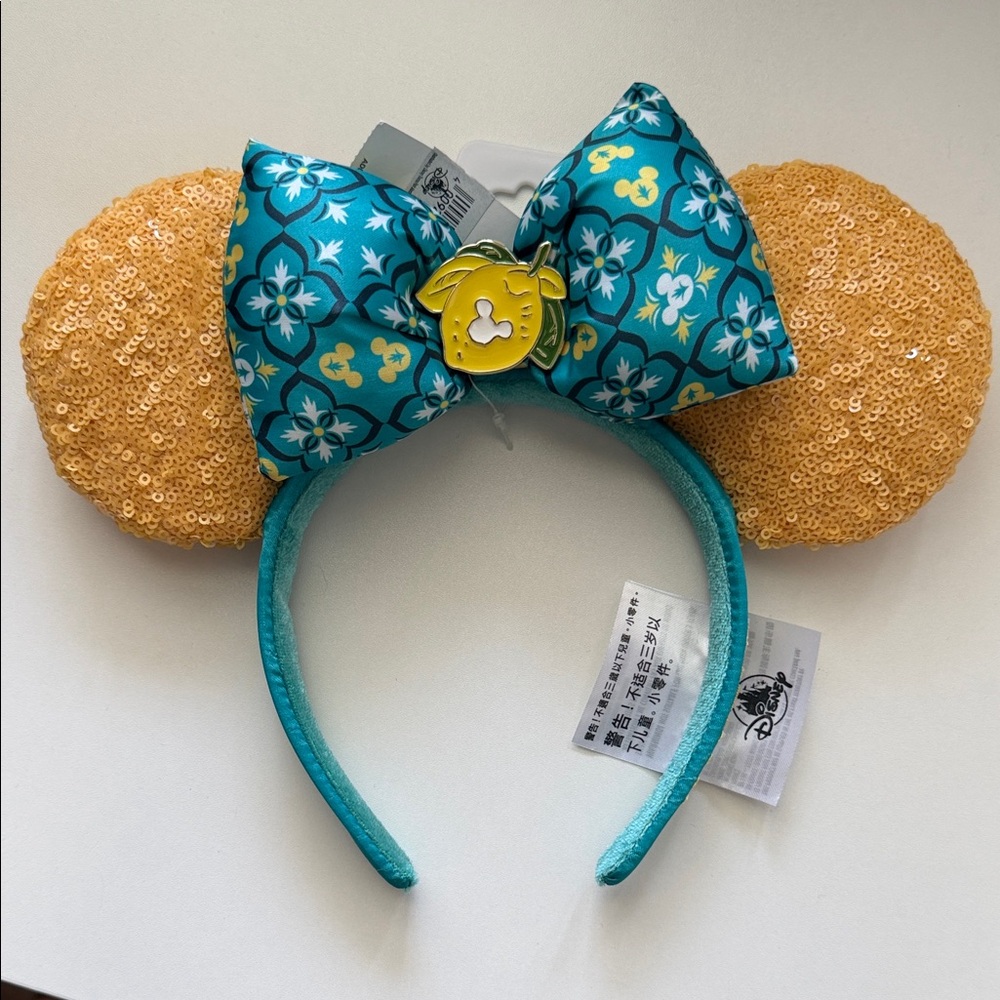 Disney Lemon cello Bow Minnie Ears with Sequin Ears